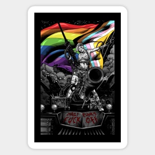 Tank Girl 2 b&w pride flag anarchist gay lesbian trans bisexual Sticker
